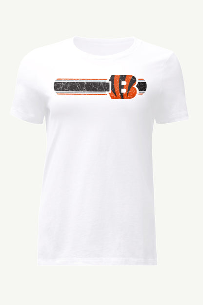 WOMENS CINCINATI BENGALS STRIPE T SHIRT - White