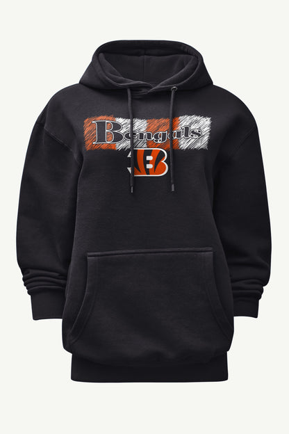 WOMENS CINCINATI BENGALS COLOR SHADING HOODIE - Black