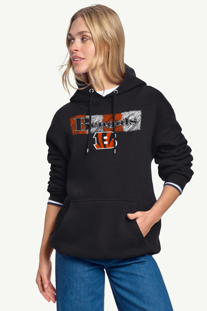 WOMENS CINCINATI BENGALS COLOR SHADING HOODIE - Black