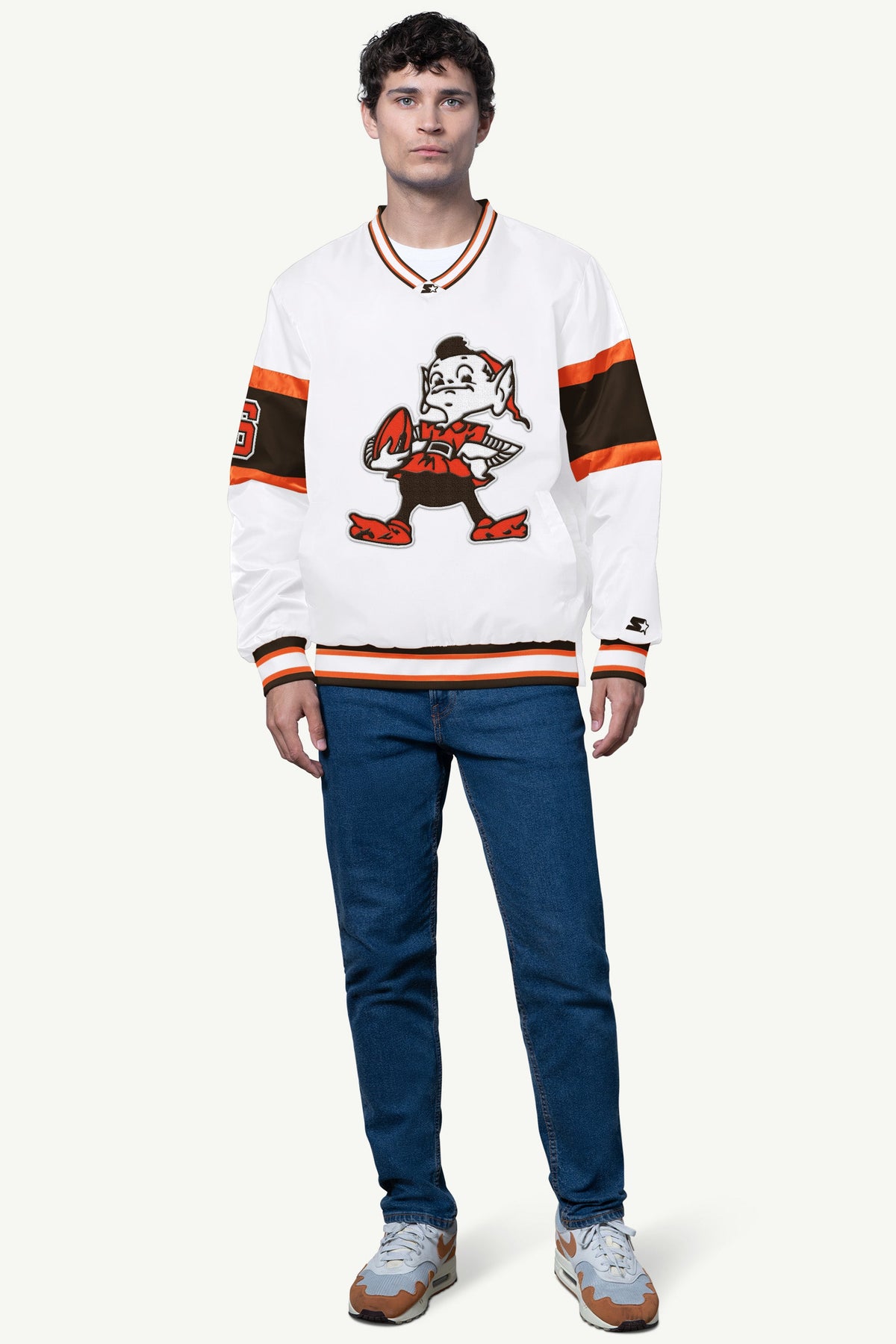 MENS CLEVELAND BROWNS SIGNAL COLLAR PULLOVER - Starter