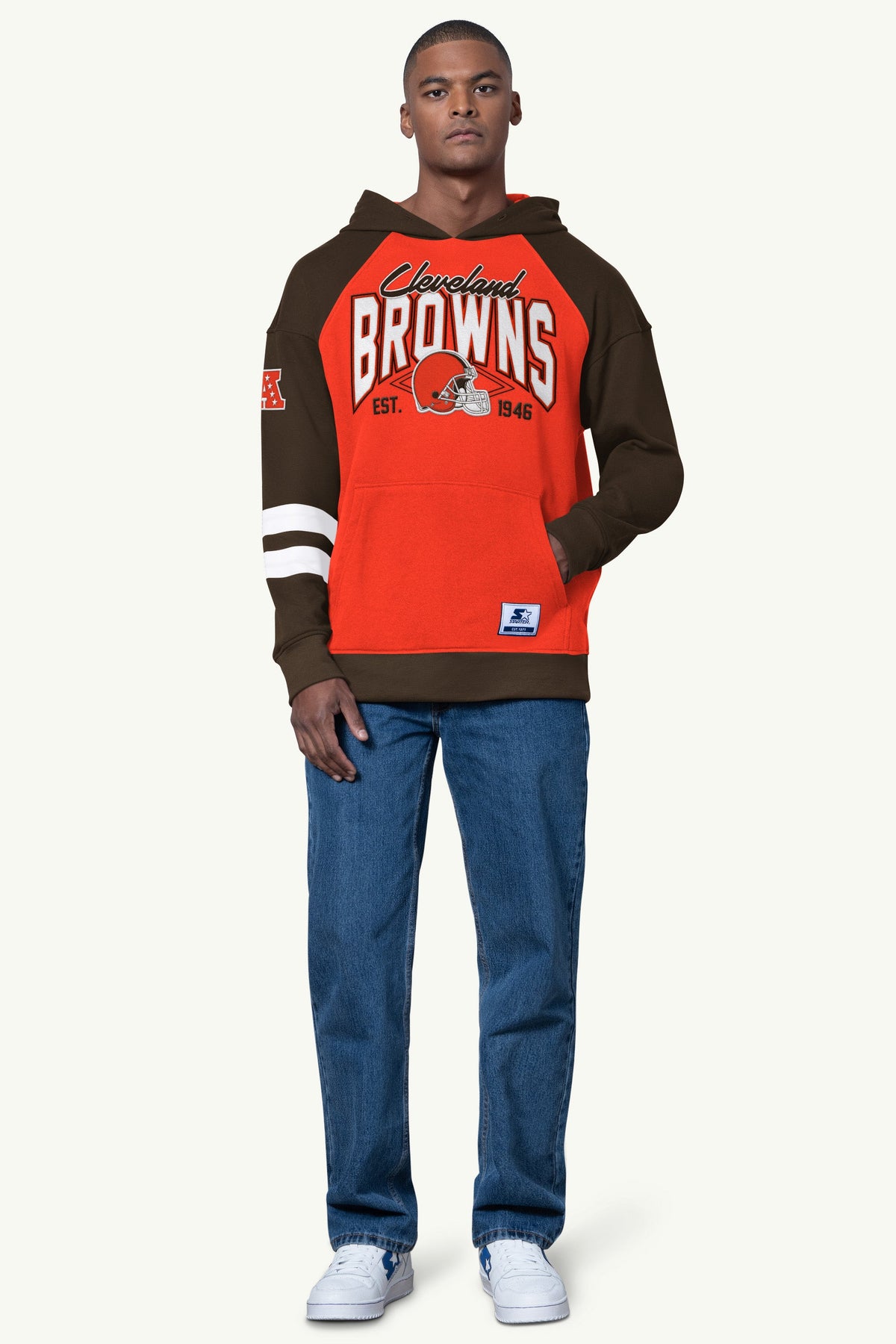 MENS CLEVELAND BROWNS INTERCEPTION COLORBLOCK HOODIE - Starter
