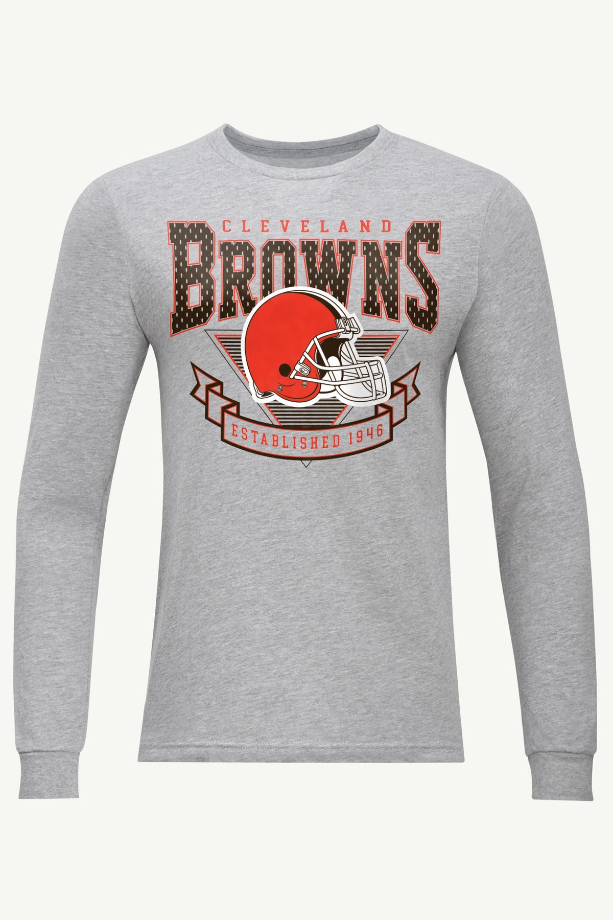 MENS CLEVELAND BROWNS 80's INSPIRED LONG SLEEVE T SHIRT - Heather Grey