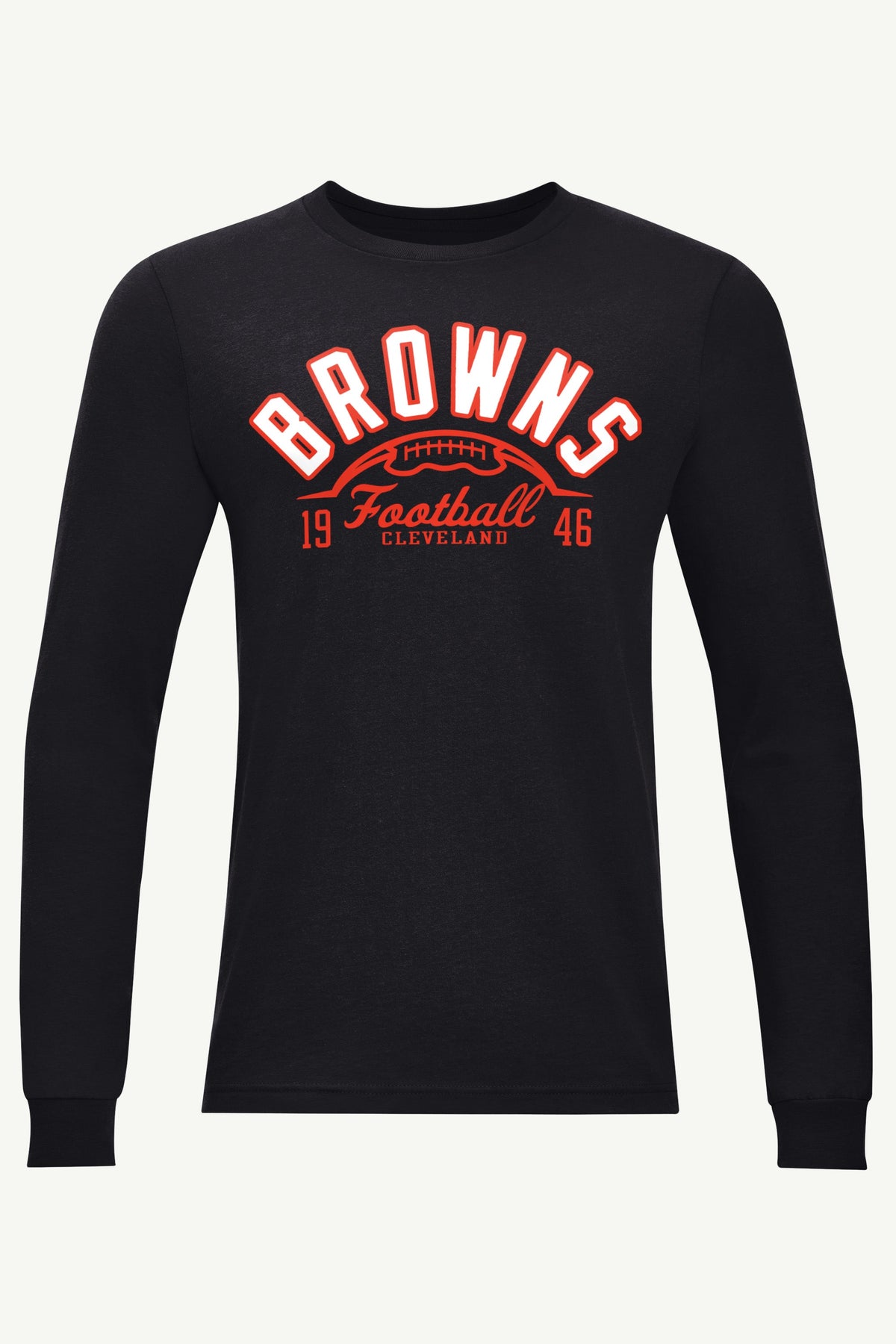 MENS CLEVELAND BROWNS HALF BALL TEAM LONG SLEEVE T SHIRT - Black