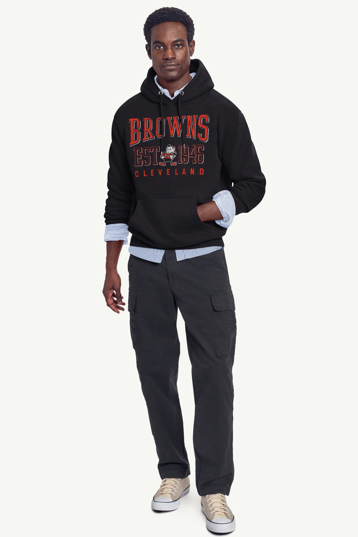 MENS CLEVELAND BROWNS RETRO HOODIE - Black