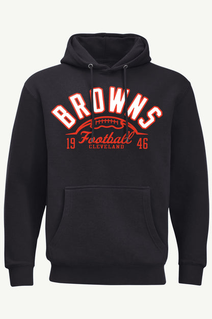 MENS CLEVELAND BROWNS HALF BALL HOODIE - Black