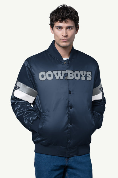 MENS DALLAS COWBOYS TRIPLE OPTION SATIN VARSITY JACKET - Starter