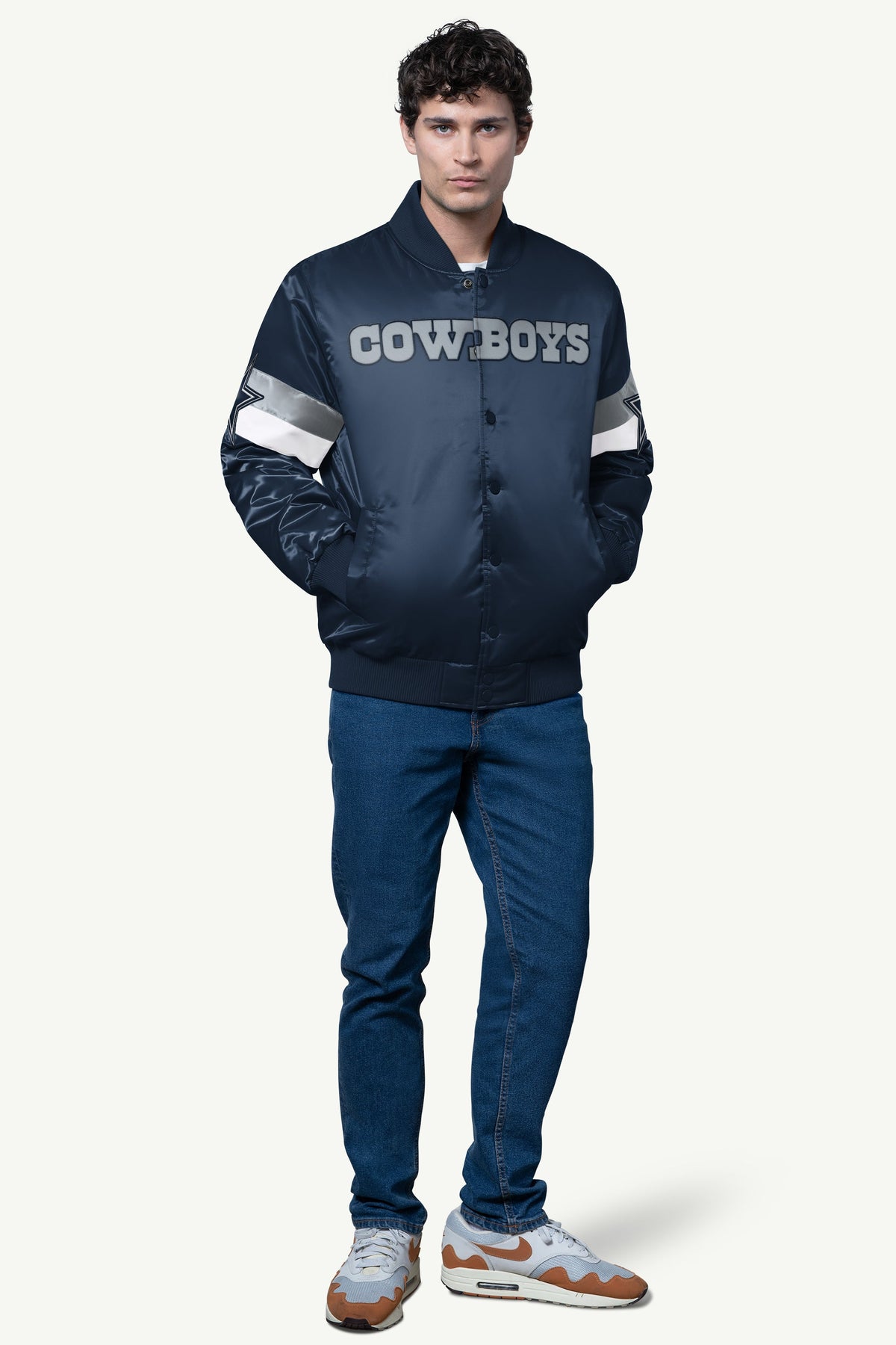 MENS DALLAS COWBOYS TRIPLE OPTION SATIN VARSITY JACKET - Starter