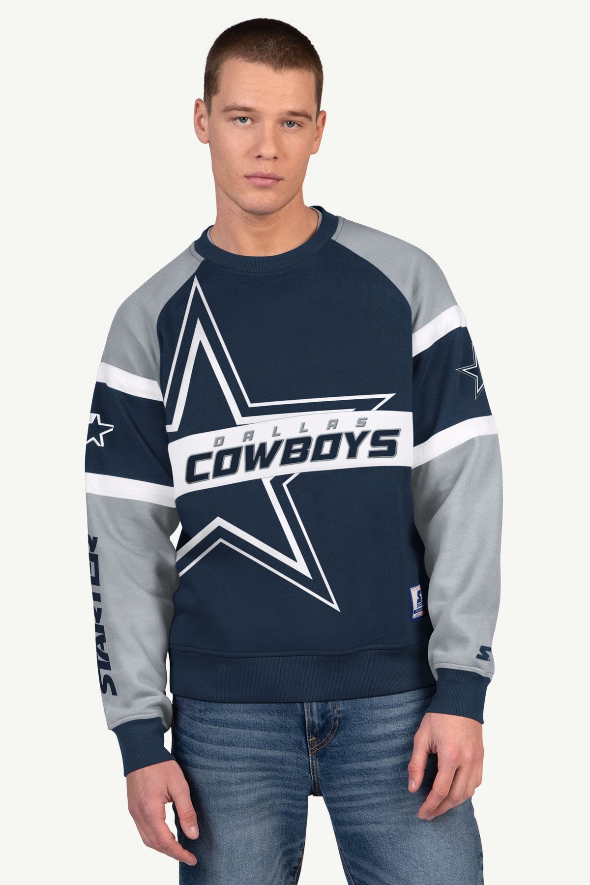 MENS DALLAS COWBOYS DIME BACK COLORBLOCK CREWNECK - Starter