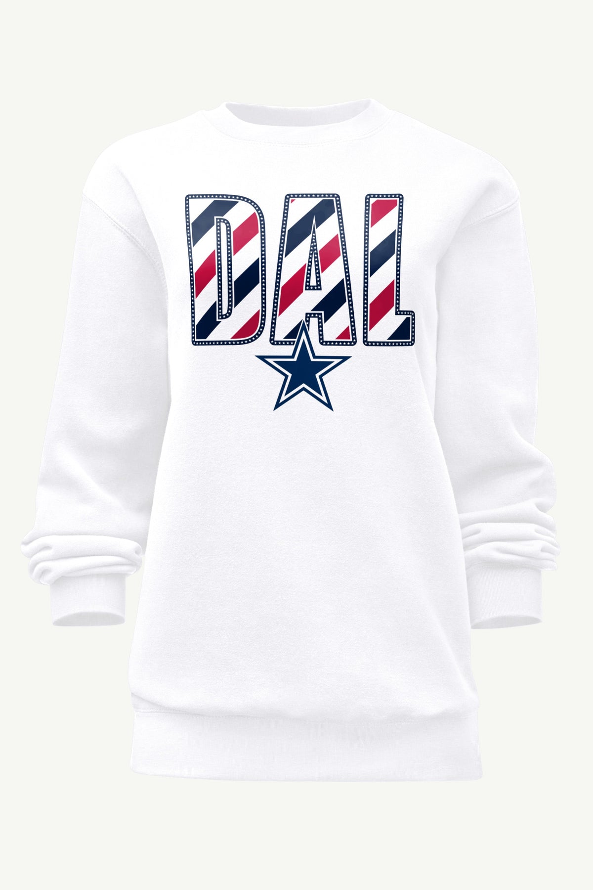 WOMENS DALLAS COWBOYS STARS AND STRIPES SWEATSHIRT - White