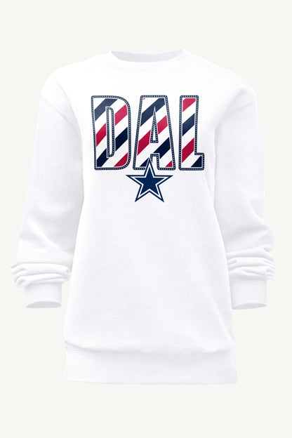 WOMENS DALLAS COWBOYS STARS AND STRIPES SWEATSHIRT - White