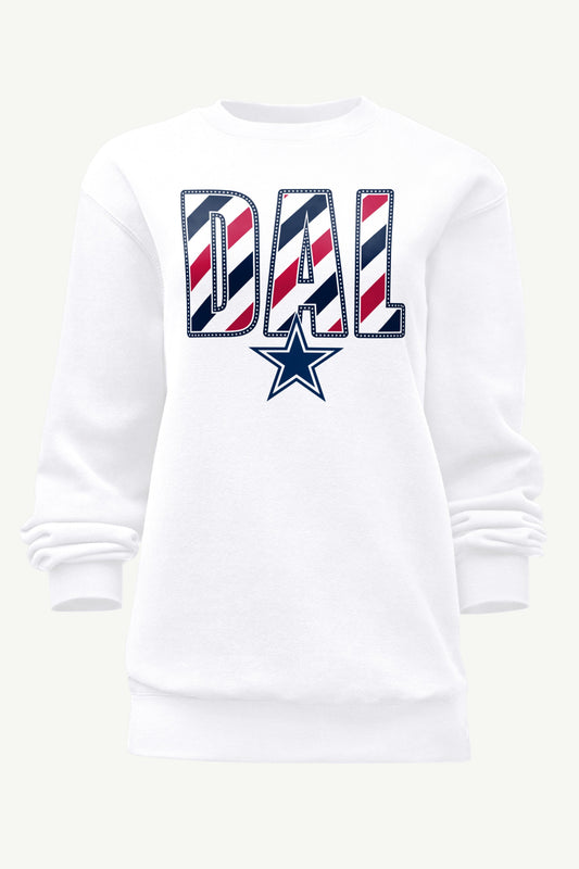 WOMENS DALLAS COWBOYS STARS AND STRIPES SWEATSHIRT - White