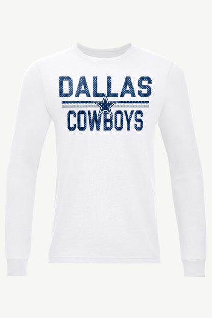 MENS DALLAS COWBOYS MESH LOOK LONG SLEEVE T SHIRT - White