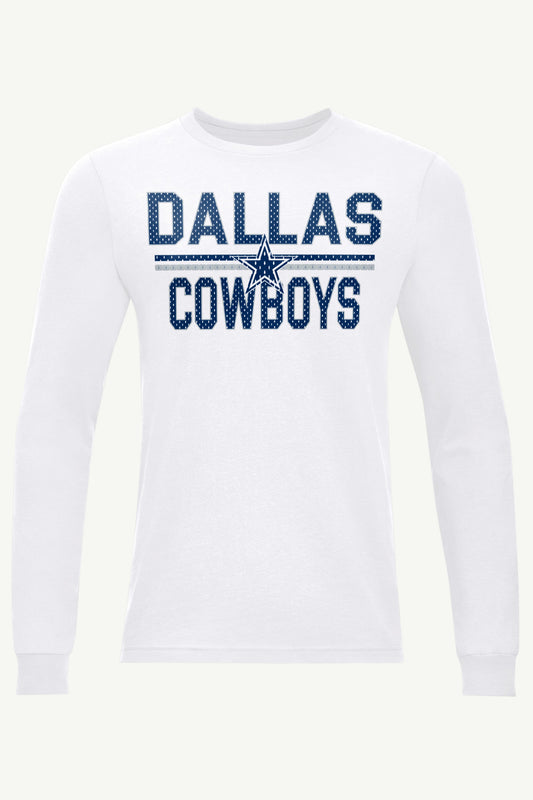 MENS DALLAS COWBOYS MESH LOOK LONG SLEEVE T SHIRT - White