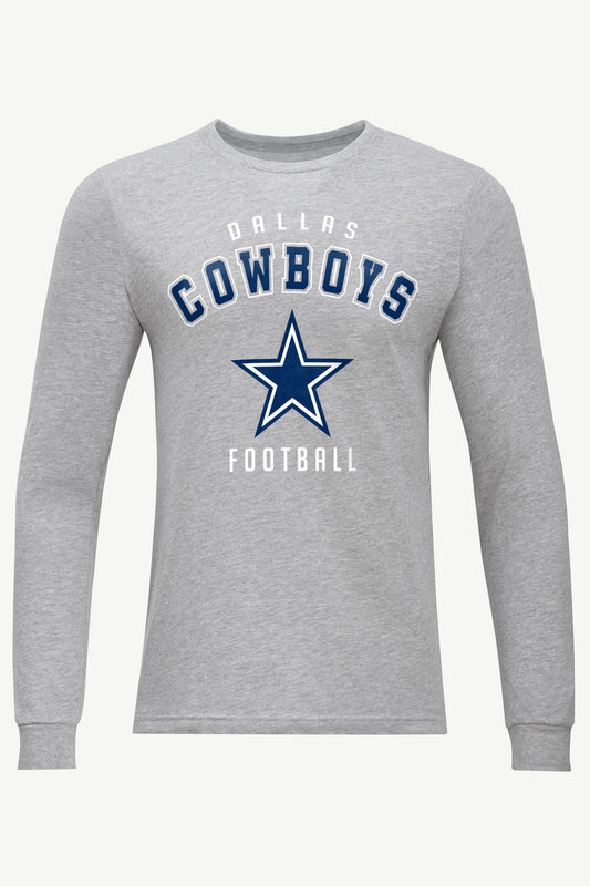 MENS DALLAS COWBOYS LONG SLEEVE T SHIRT - Heather Grey