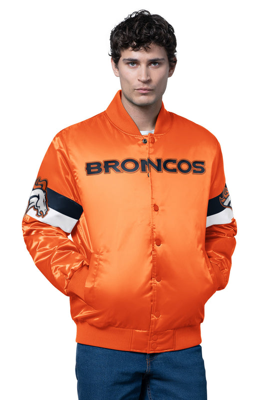 MENS DENVER BRONCOS TRIPLE OPTION SATIN VARSITY JACKET - Starter