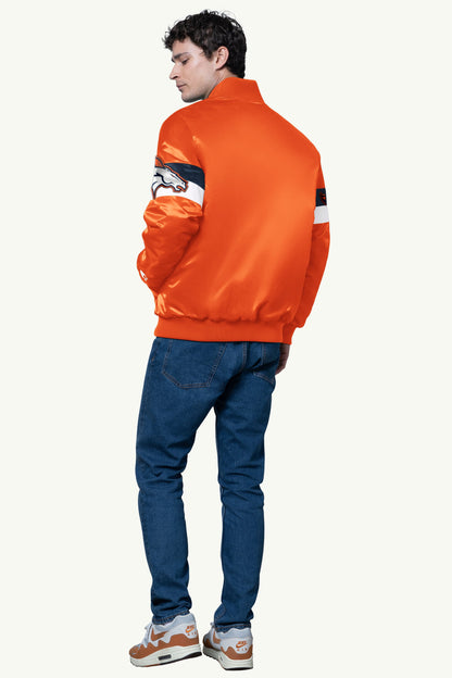MENS DENVER BRONCOS TRIPLE OPTION SATIN VARSITY JACKET - Starter