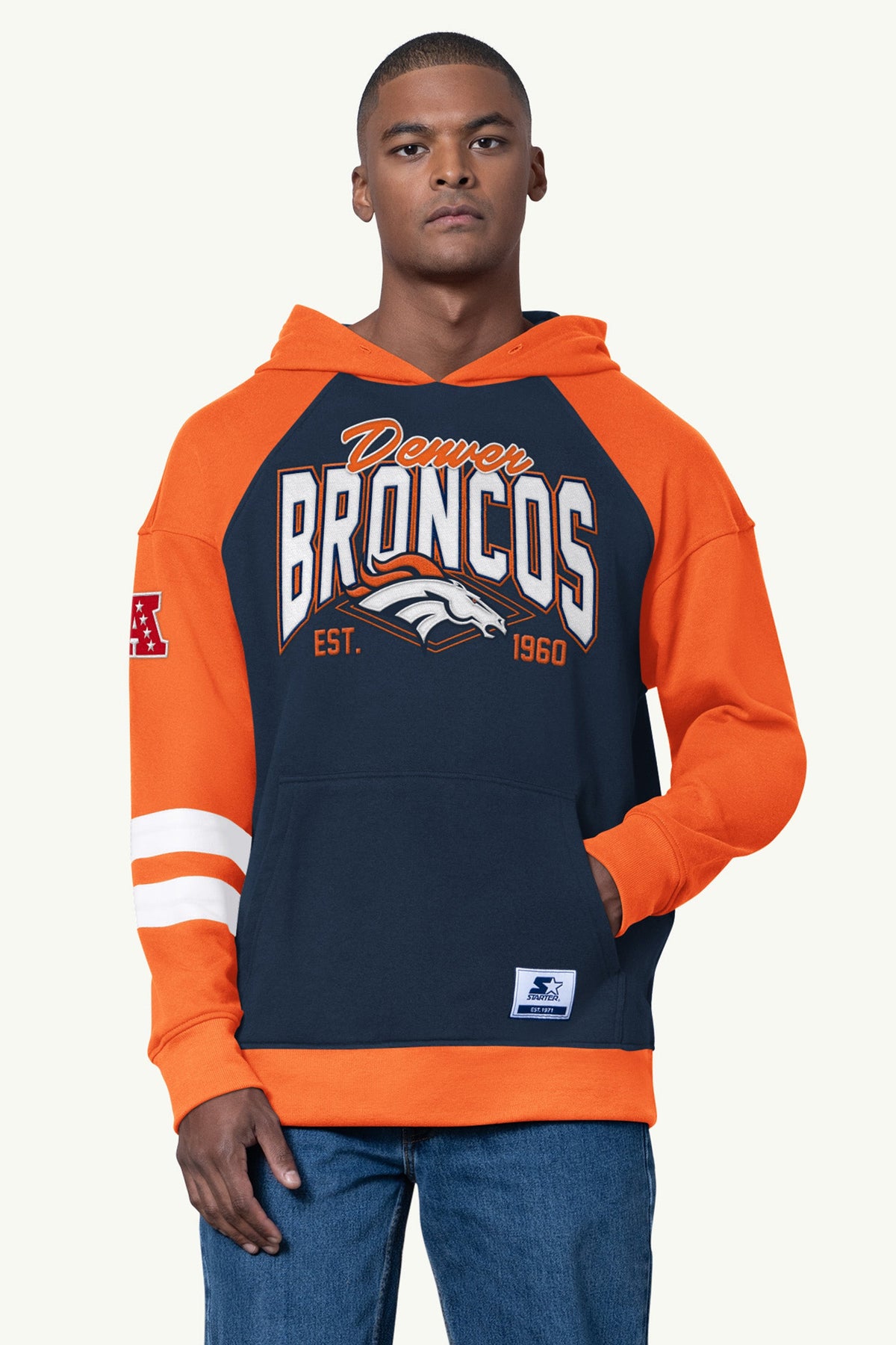 MENS DENVER BRONCOS INTERCEPTION COLORBLOCK HOODIE - Starter