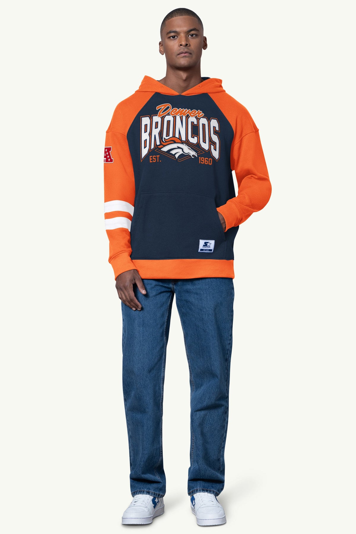 MENS DENVER BRONCOS INTERCEPTION COLORBLOCK HOODIE - Starter