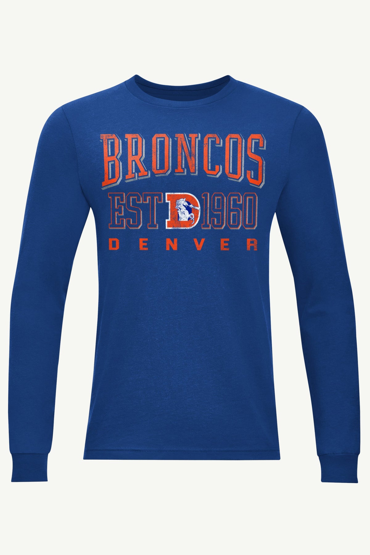 MENS DENVER BRONCOS RETRO LONG SLEEVE T SHIRT - Royal