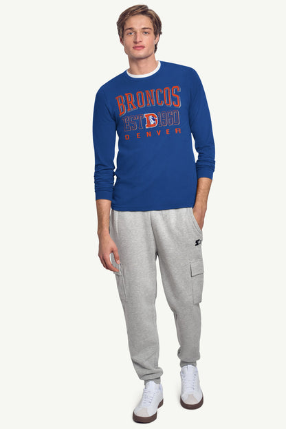 MENS DENVER BRONCOS RETRO LONG SLEEVE T SHIRT - Royal