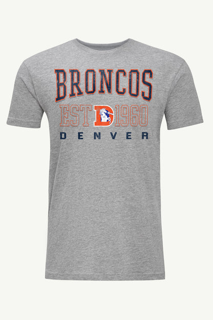 MENS DENVER BRONCOS RETRO T SHIRT - Heather Grey