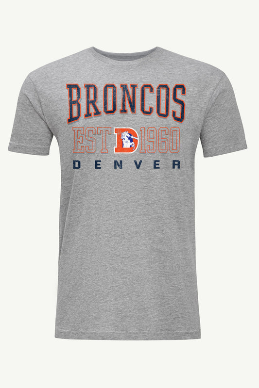 MENS DENVER BRONCOS RETRO T SHIRT - Heather Grey