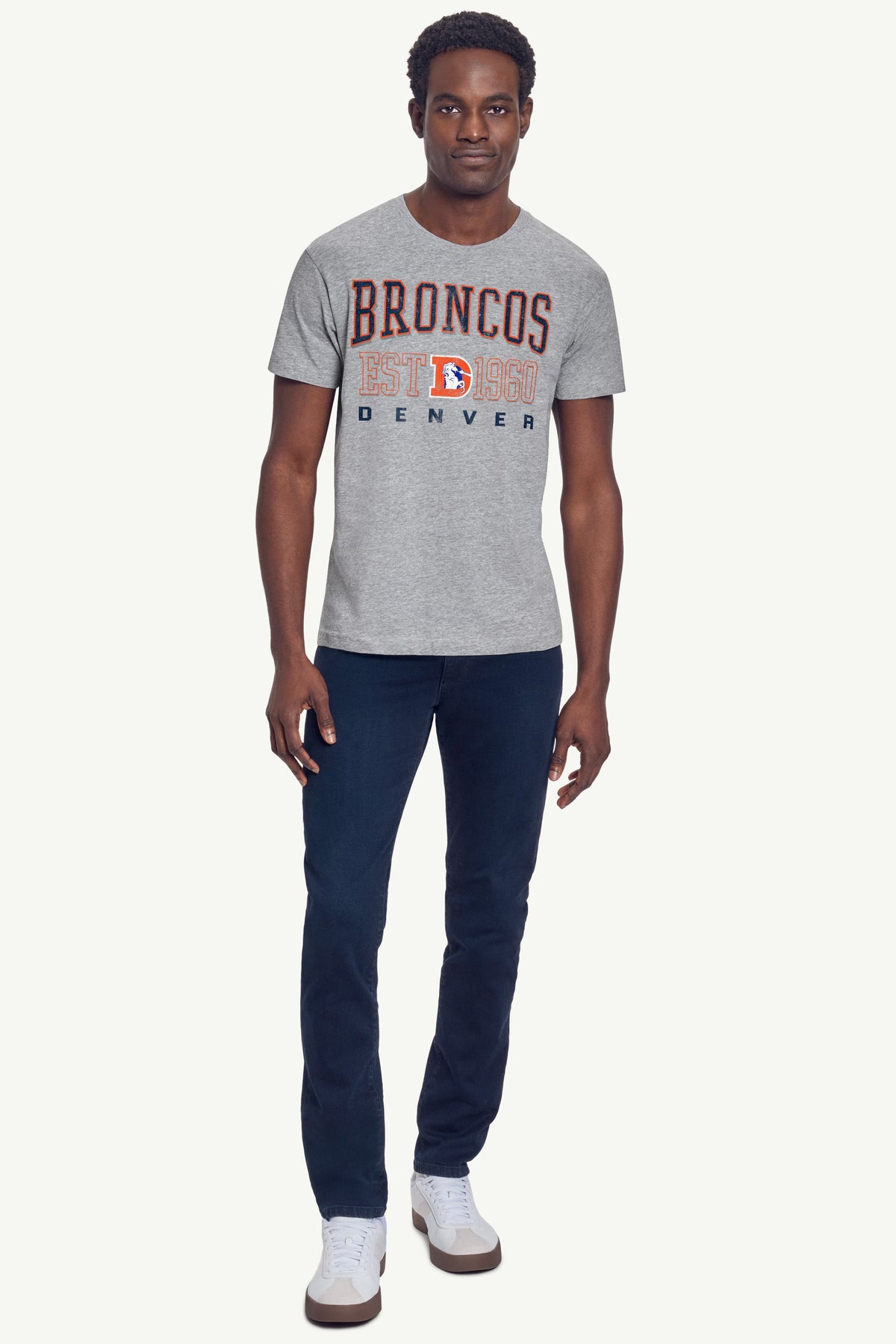 MENS DENVER BRONCOS RETRO T SHIRT - Heather Grey