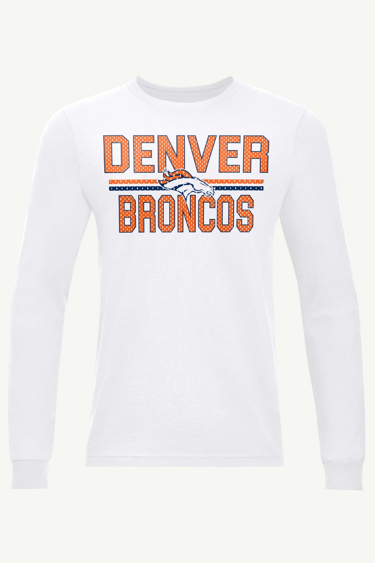 MENS DENVER BRONCOS MESH LOOK LONG SLEEVE T SHIRT - White
