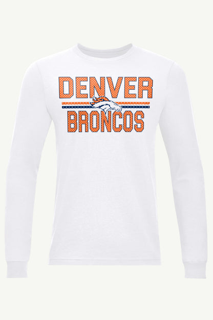 MENS DENVER BRONCOS MESH LOOK LONG SLEEVE T SHIRT - White