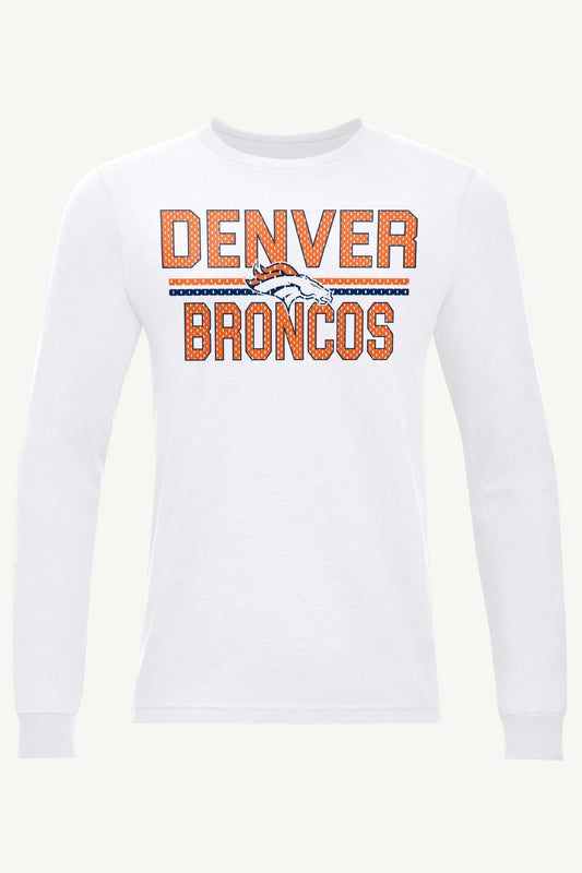 MENS DENVER BRONCOS MESH LOOK LONG SLEEVE T SHIRT - White