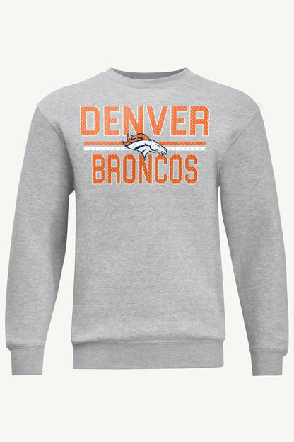 MENS DENVER BRONCOS MESH LOOK SWEATSHIRT - Heather Grey