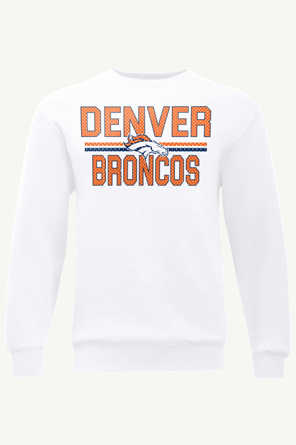MENS DENVER BRONCOS MESH LOOK SWEATSHIRT - White