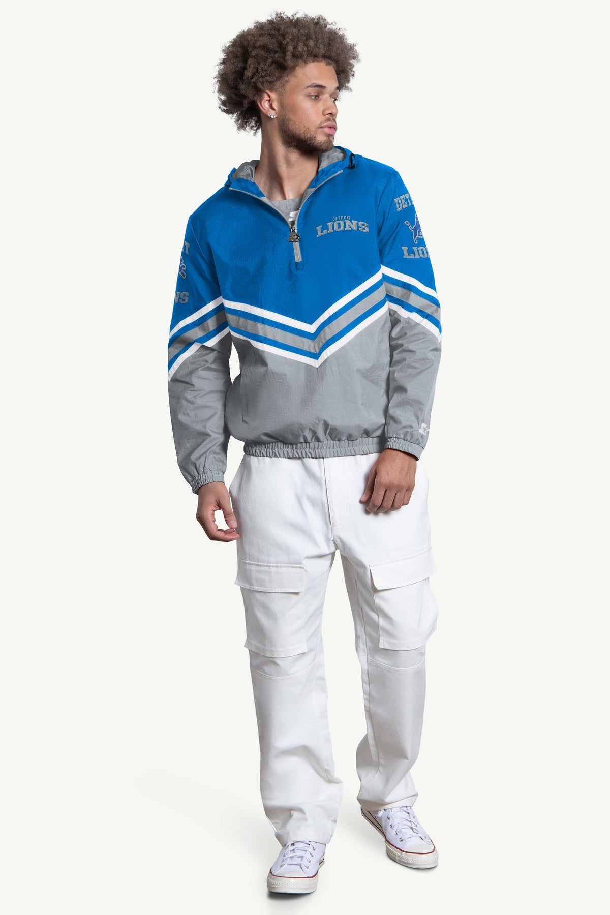 MENS DETROIT LIONS FAIR PLAY HALF ZIP HOODED PULLOVER - Multi