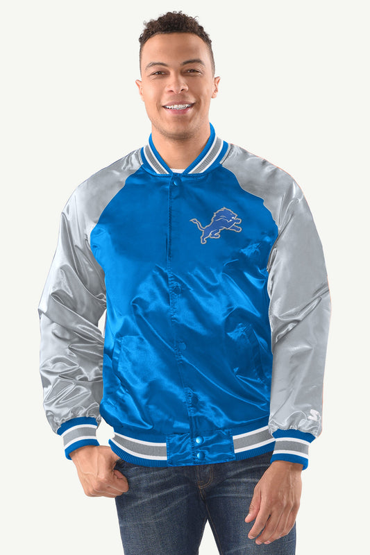 MENS DETROIT LIONS INDUCTEE SATIN VARSITY JACKET - Multi