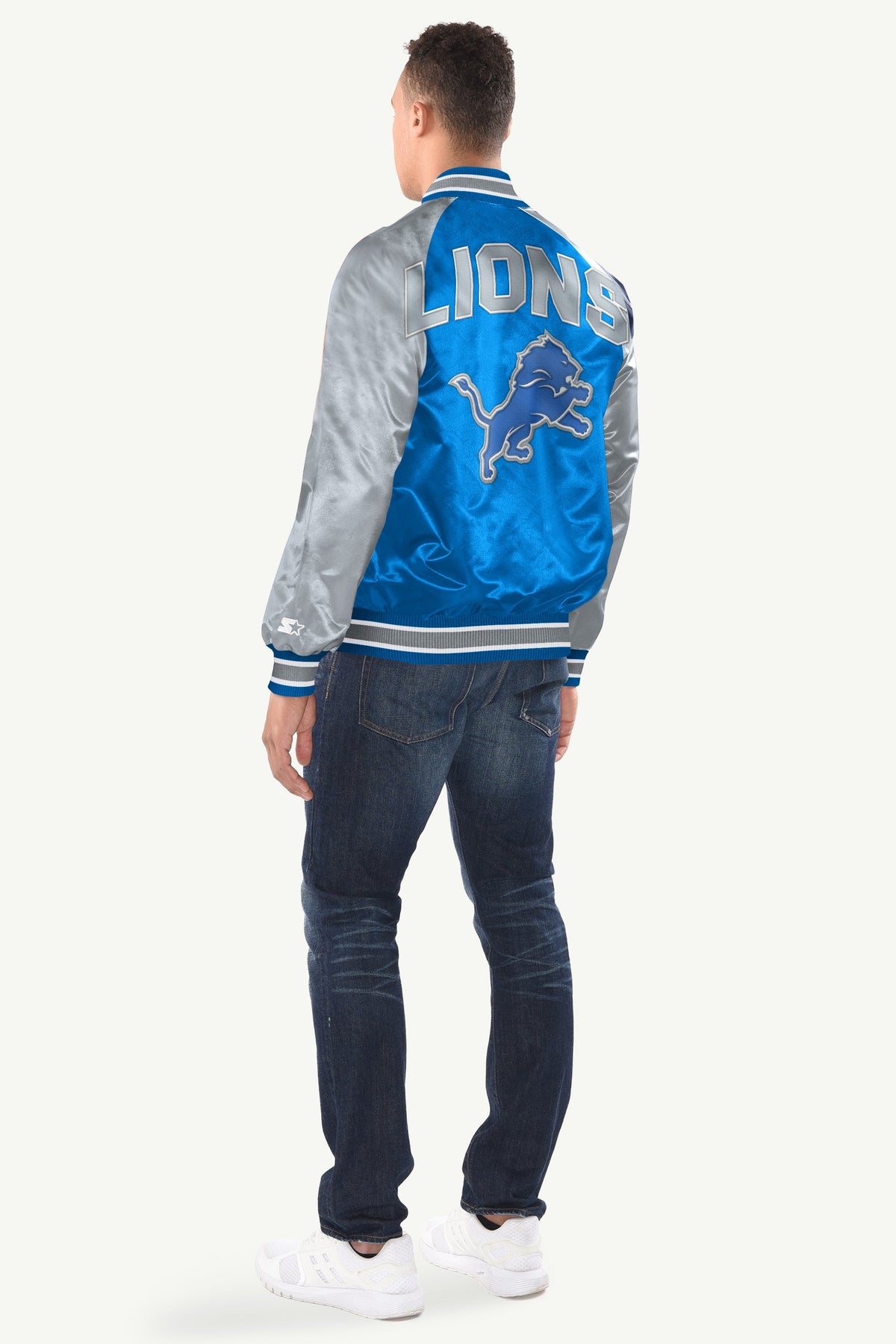 MENS DETROIT LIONS INDUCTEE SATIN VARSITY JACKET - Multi