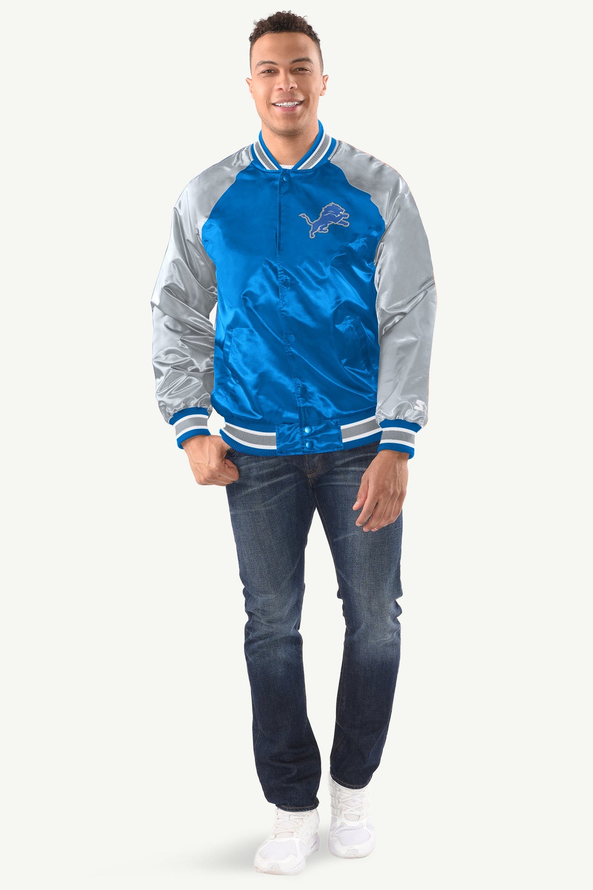 MENS DETROIT LIONS INDUCTEE SATIN VARSITY JACKET - Multi