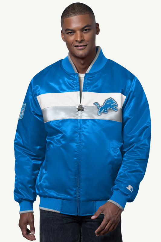 MENS DETROIT LIONS AMBASSADOR SATIN VARSITY JACKET - Starter