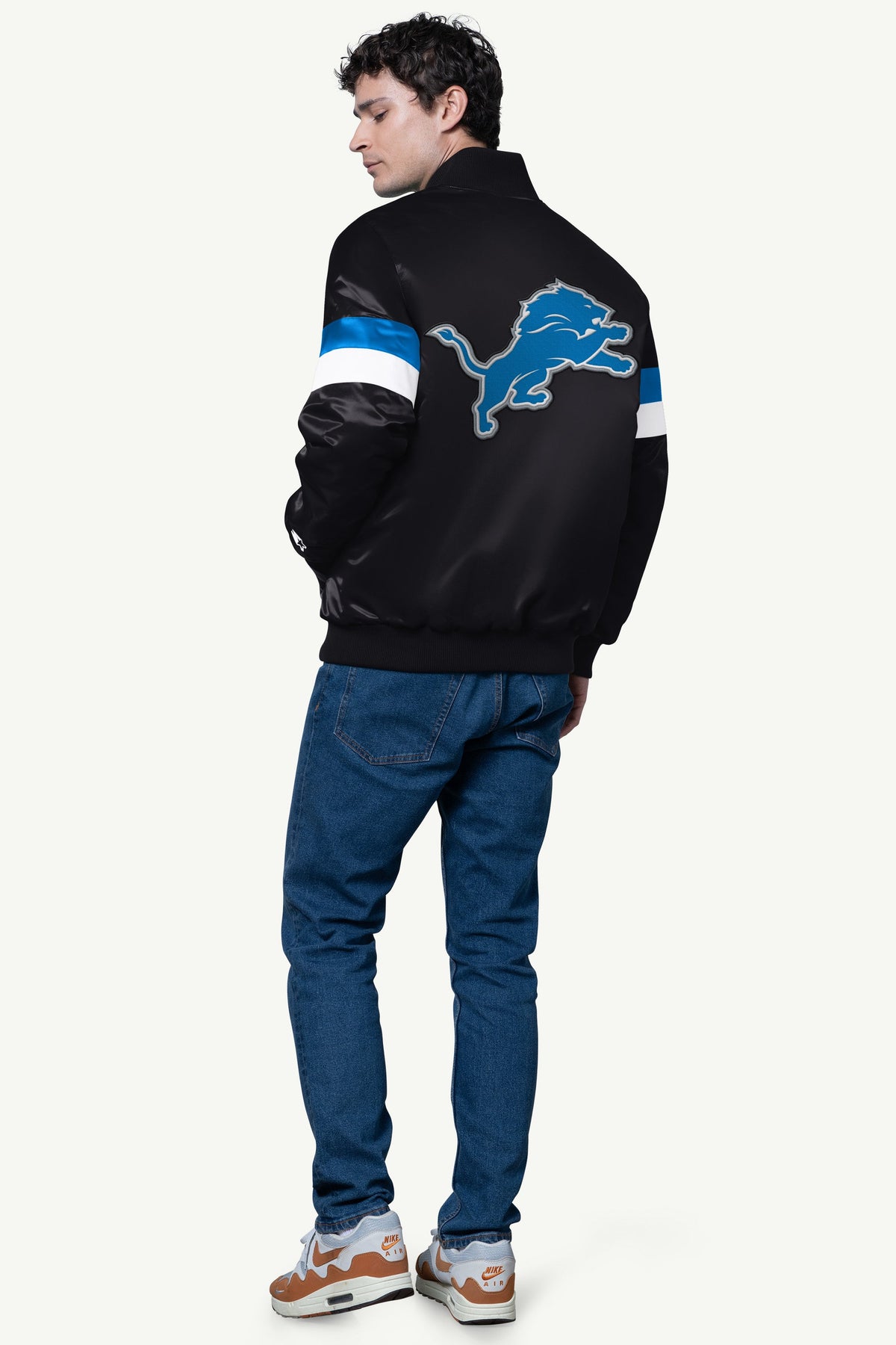 MENS DETROIT LIONS SATIN VARSITY JACKET - Multi