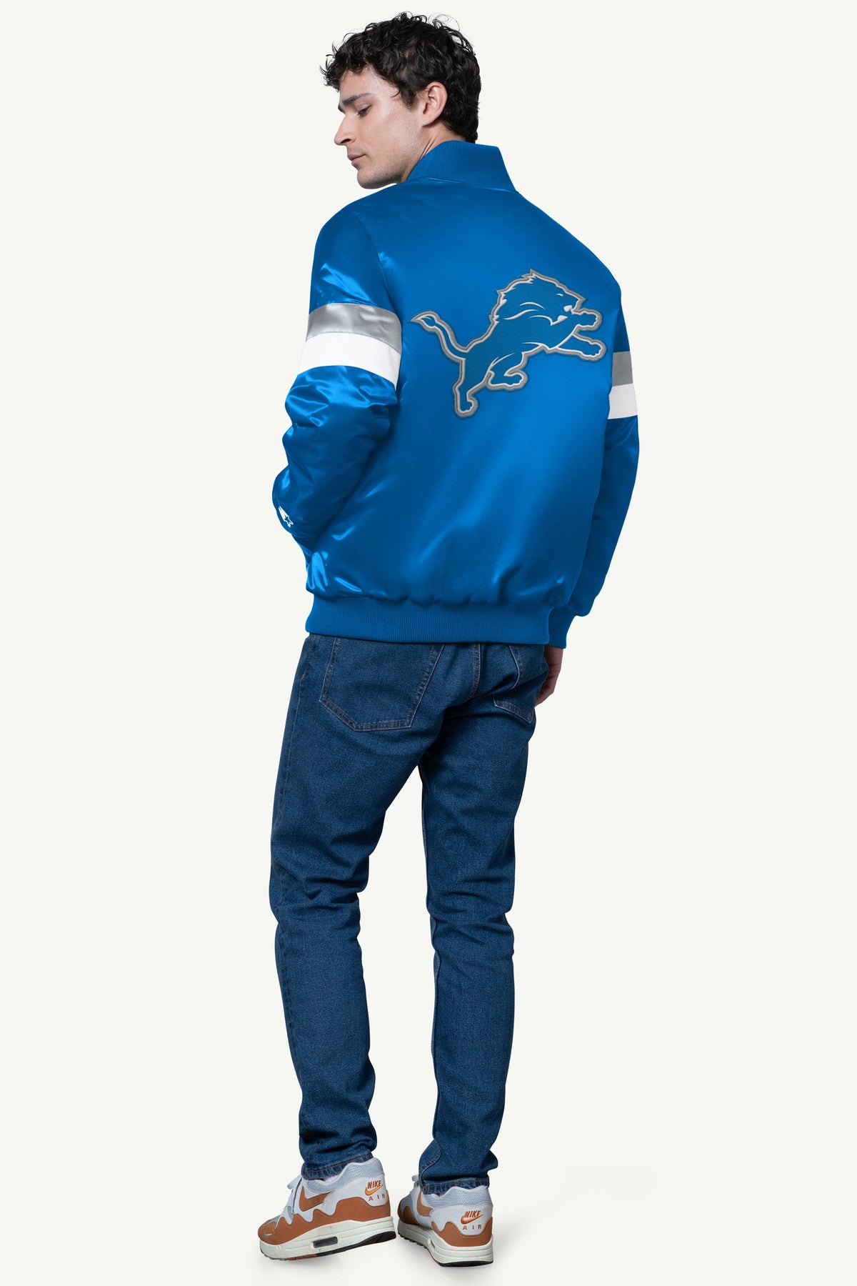 MENS DETROIT LIONS SATIN VARSITY JACKET - Multi