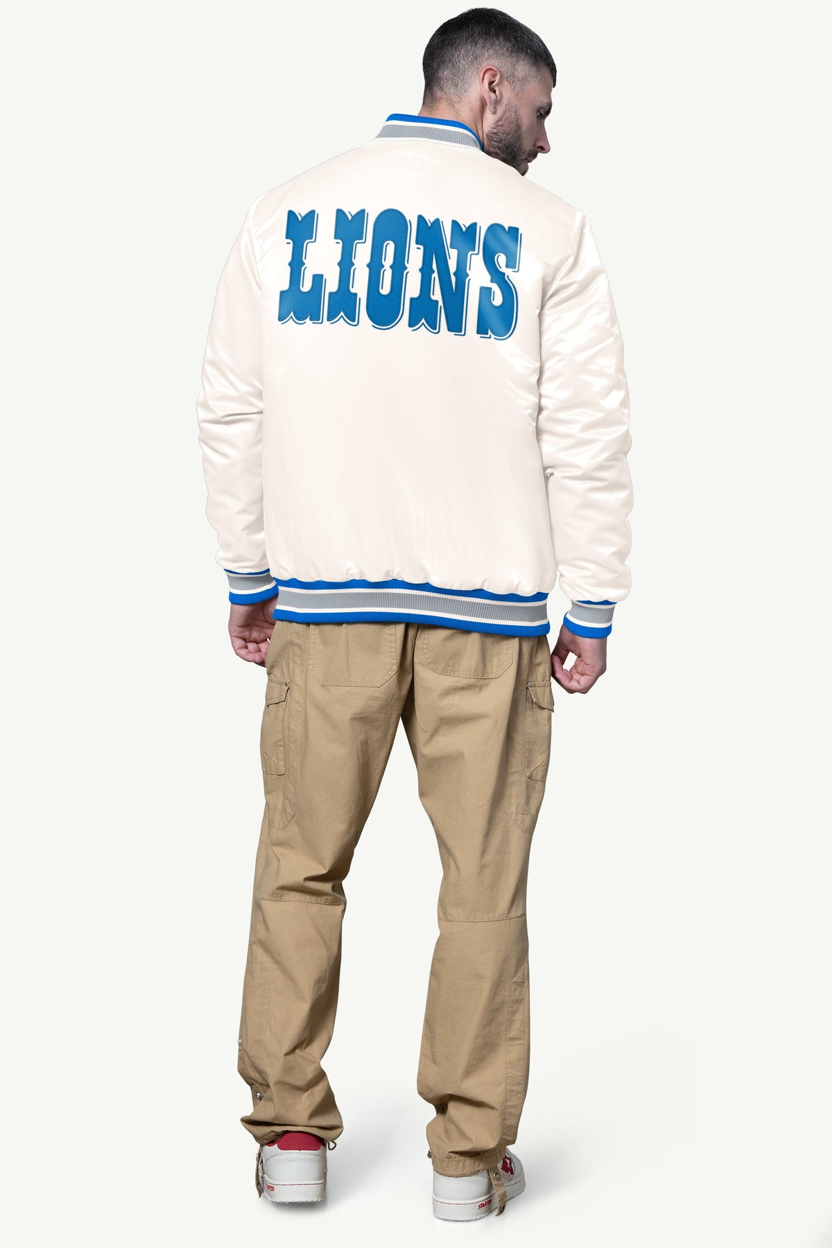 MENS DETROIT LIONS SHOCK WAVE SATIN JACKET - Starter