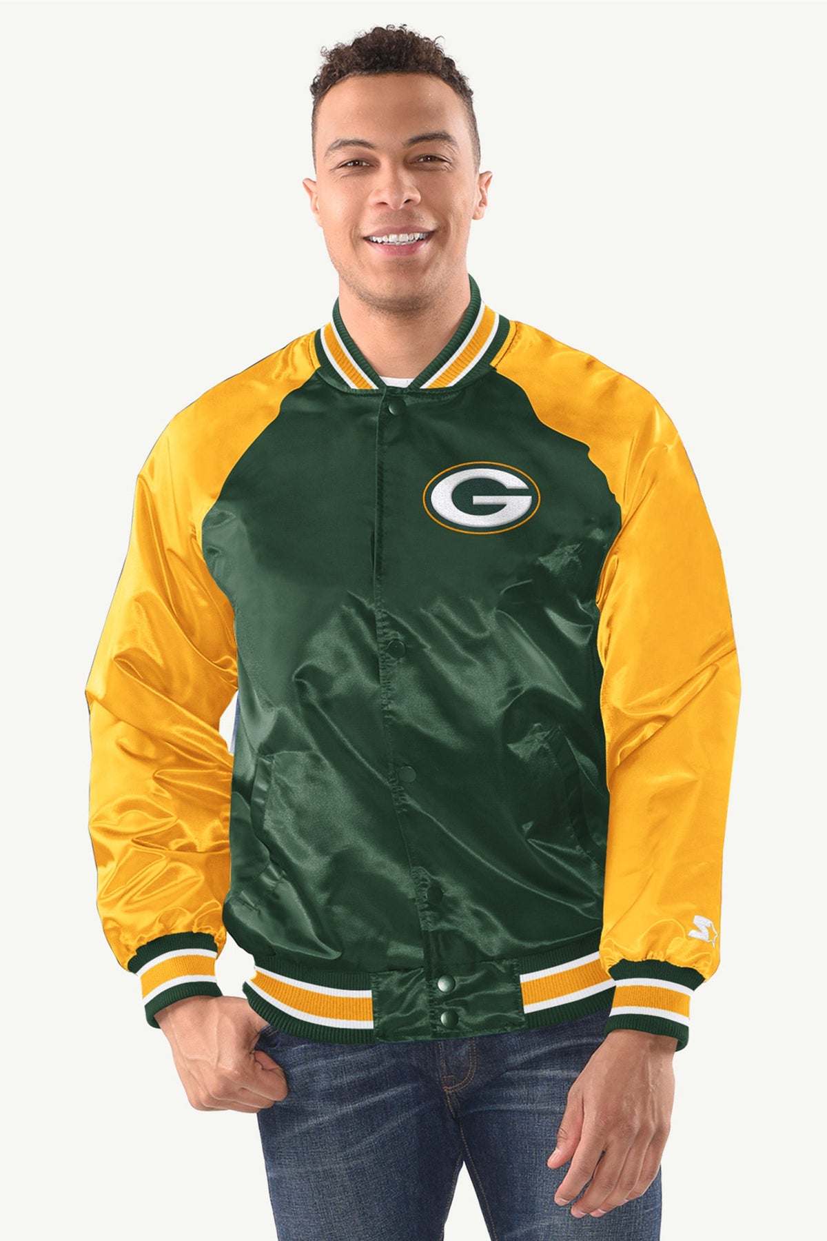 MENS GREEN BAY PACKERS INDUCTEE SATIN VARSITY JACKET - Multi