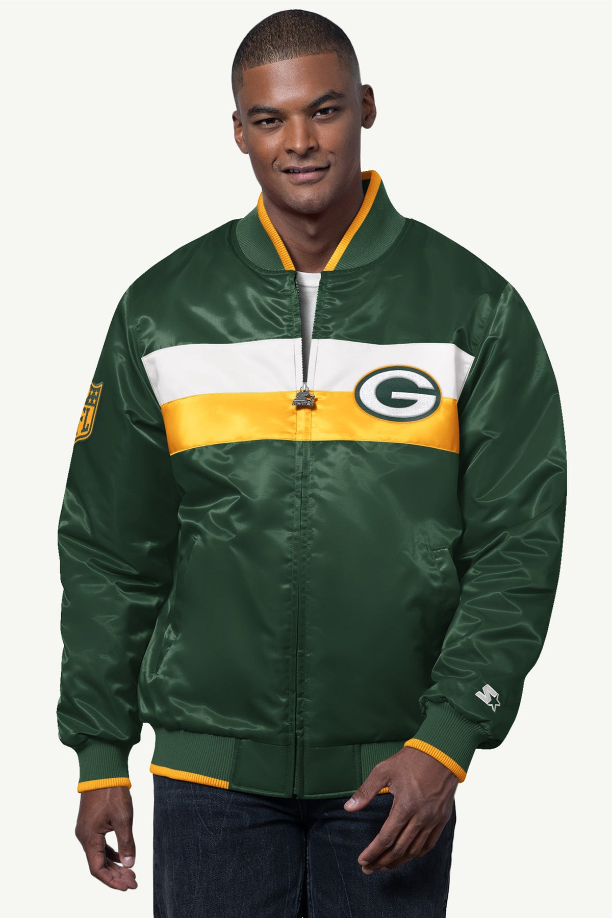 MENS GREEN BAY PACKERS AMBASSADOR SATIN VARSITY JACKET - Multi