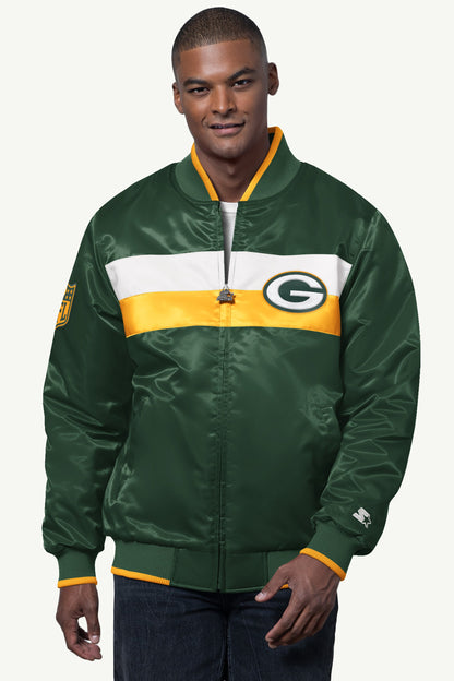 MENS GREEN BAY PACKERS AMBASSADOR SATIN VARSITY JACKET - Multi