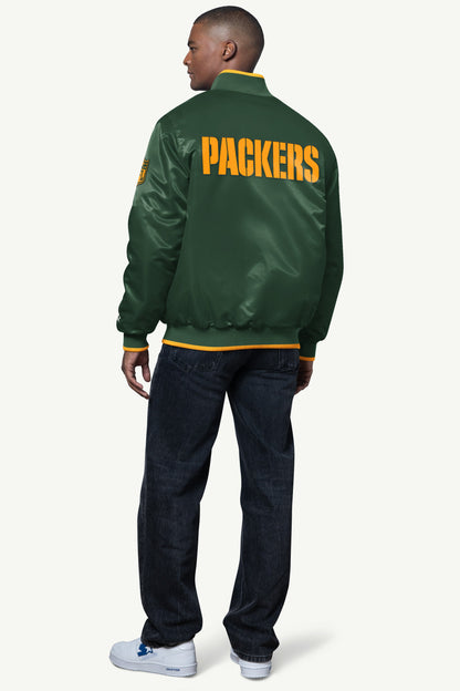 MENS GREEN BAY PACKERS AMBASSADOR SATIN VARSITY JACKET - Multi