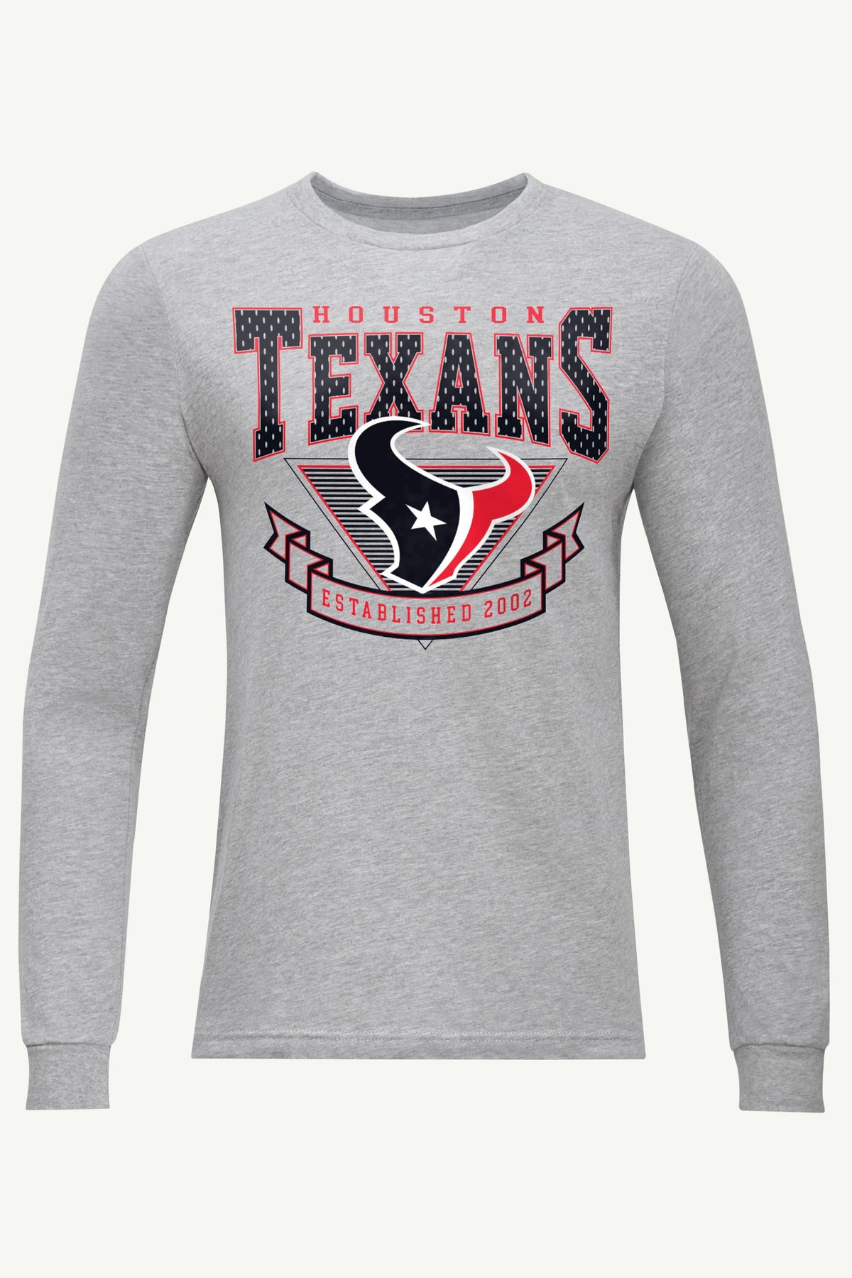 MENS HOUSTON TEXANS 80's INSPIRED LONG SLEEVE T SHIRT - Heather Grey