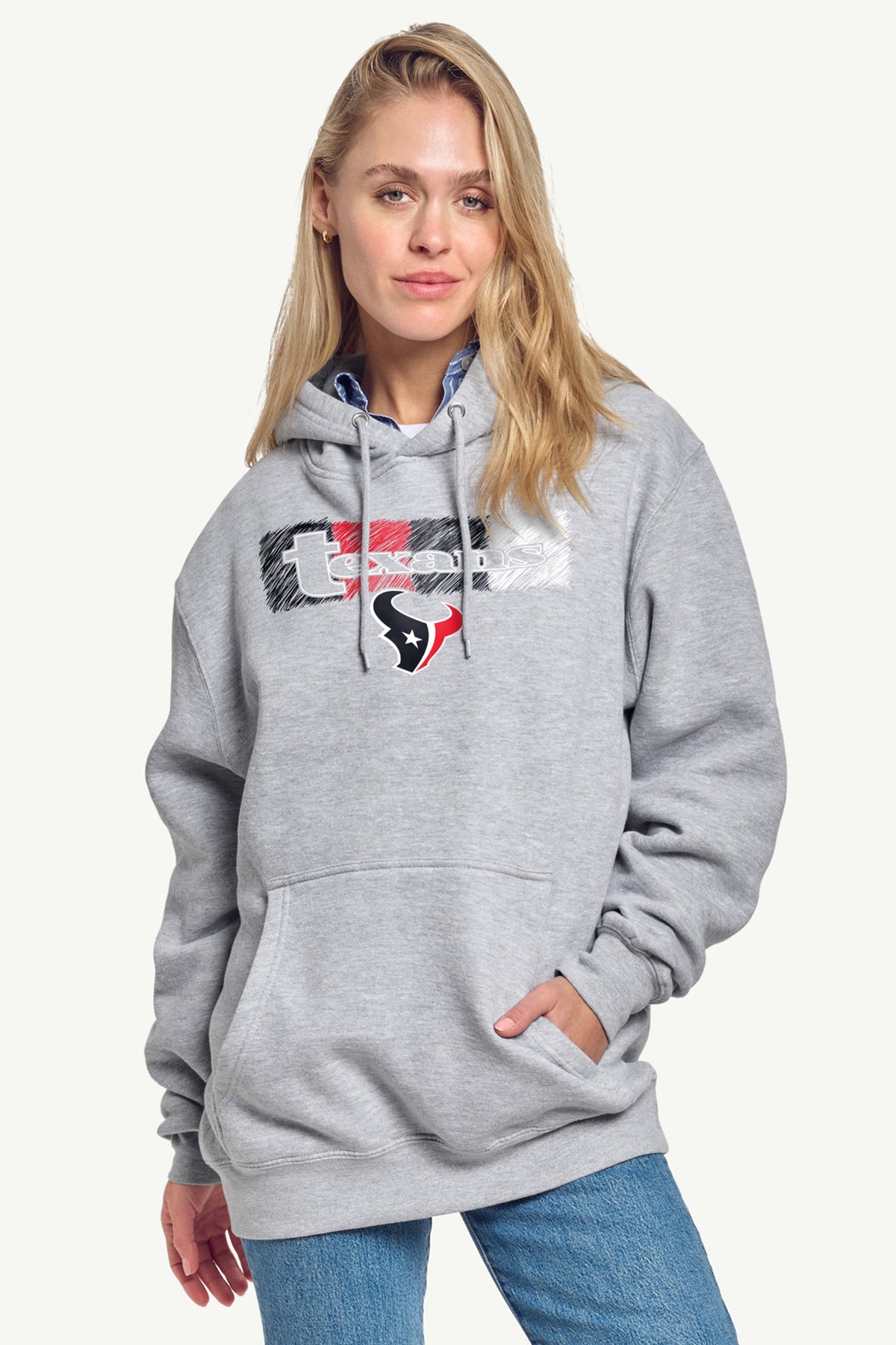 WOMENS HOUSTON TEXANS COLOR SHADING HOODIE - Heather Grey
