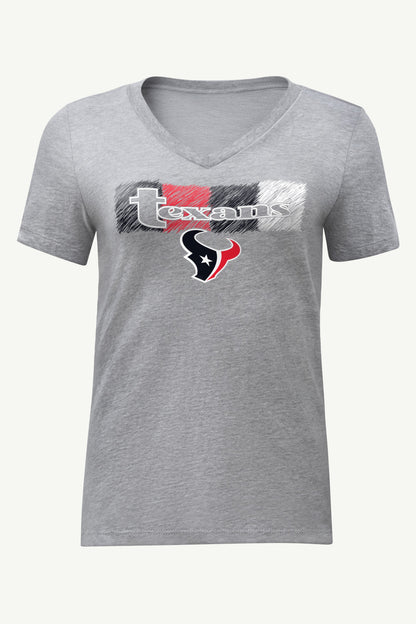 WOMENS HOUSTON TEXANS COLOR SHADING V-NECK T SHIRT - Heather Grey