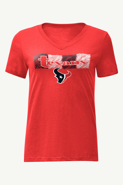 WOMENS HOUSTON TEXANS COLOR SHADING V-NECK T SHIRT - Red