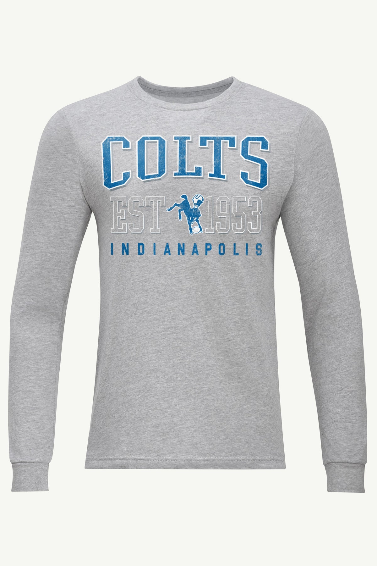 MENS INDIANAPOLIS COLTS RETRO LONG SLEEVE T SHIRT - Heather Grey