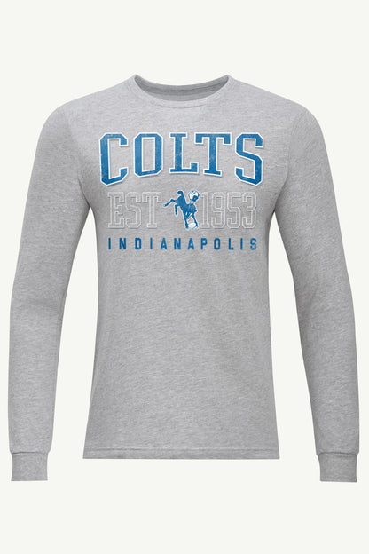 MENS INDIANAPOLIS COLTS RETRO LONG SLEEVE T SHIRT - Heather Grey